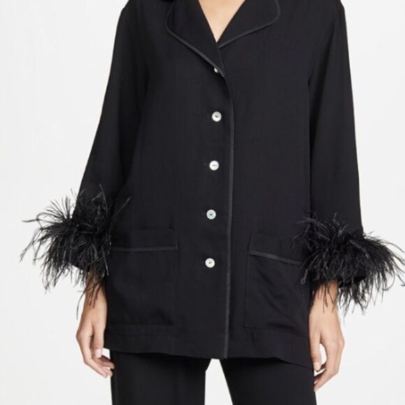 Party Pajamas Set with Detachable Feathers in Black - Picture 1 of 5